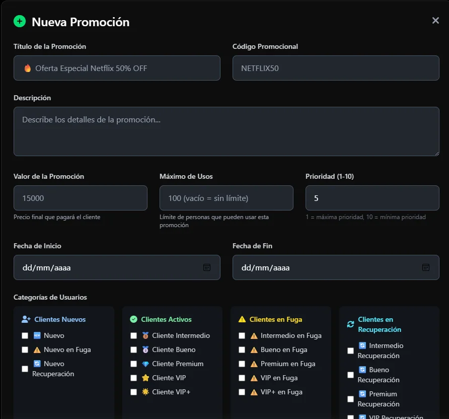 Louis Panel: Promociones segmentadas