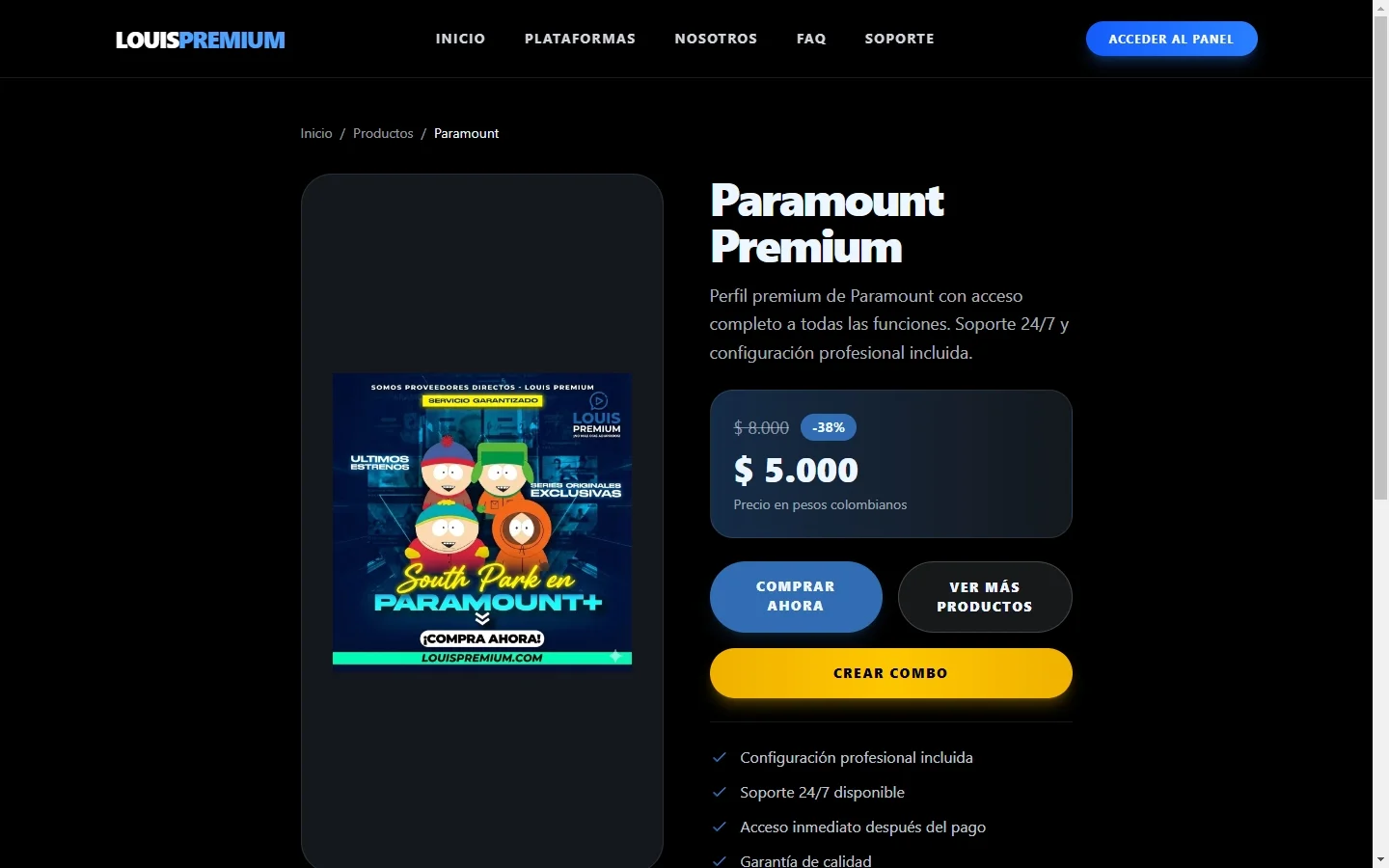 Louis Premium Web: Producto y pedido por WhatsApp